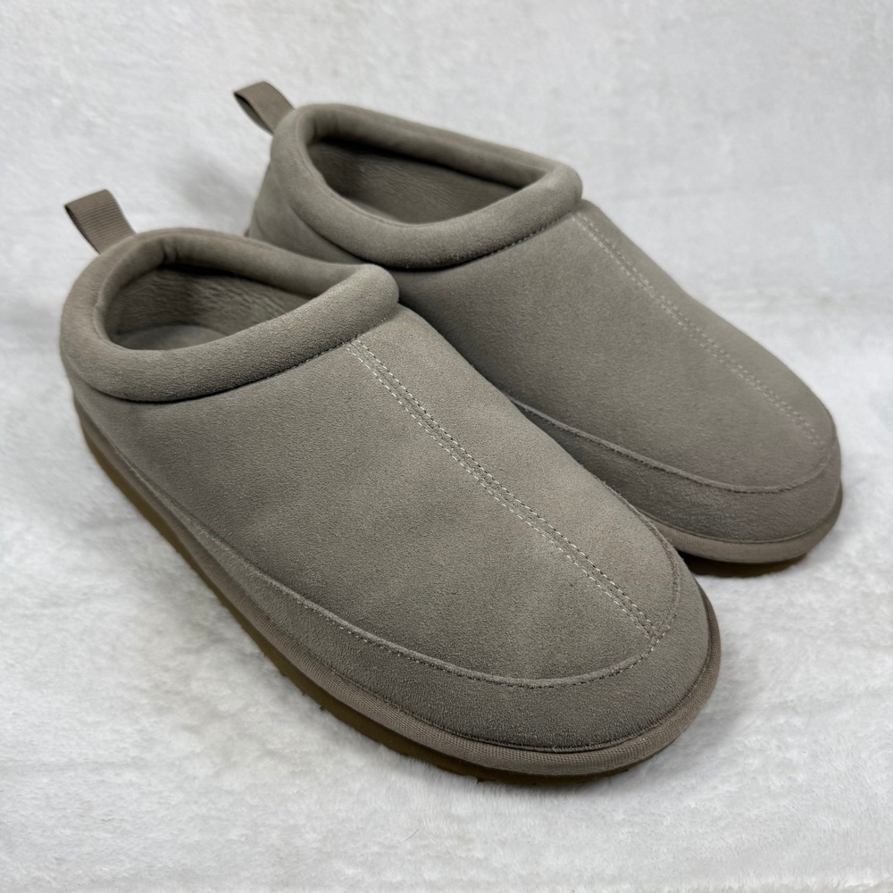 Bombas Sunday Slipper Mens Size 9 Suede Sherpa Lined Greige Taupe House Shoes